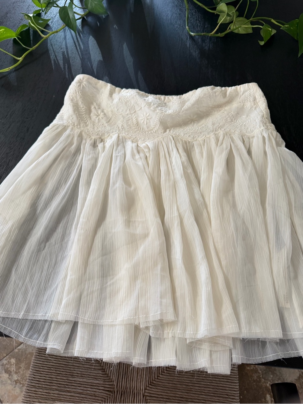 Free People Ivory Embroidered strapless top